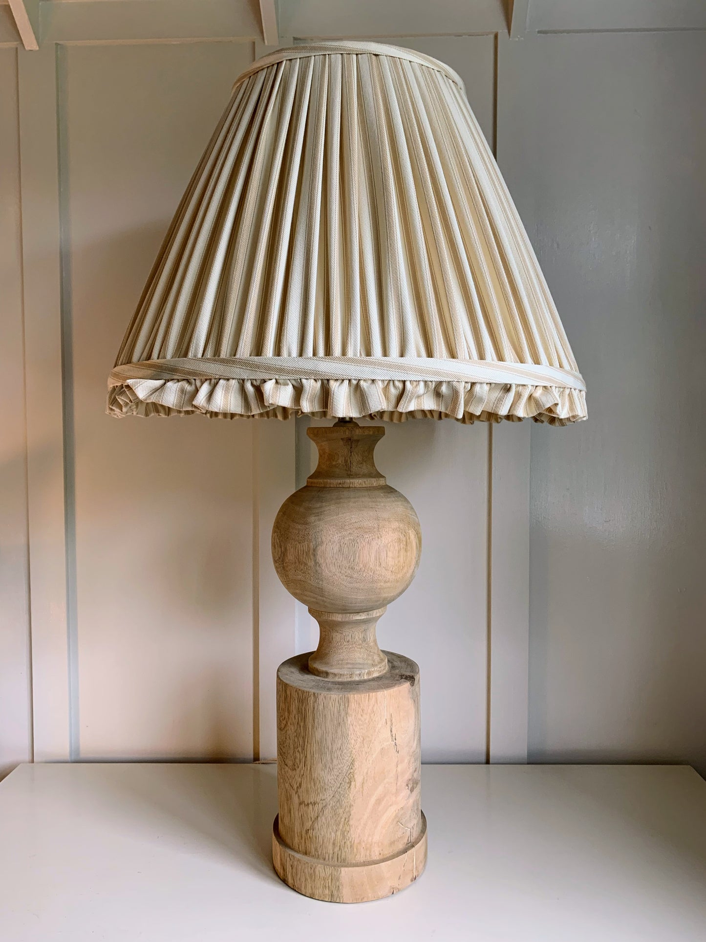 Ticking Ruffle in Taupe