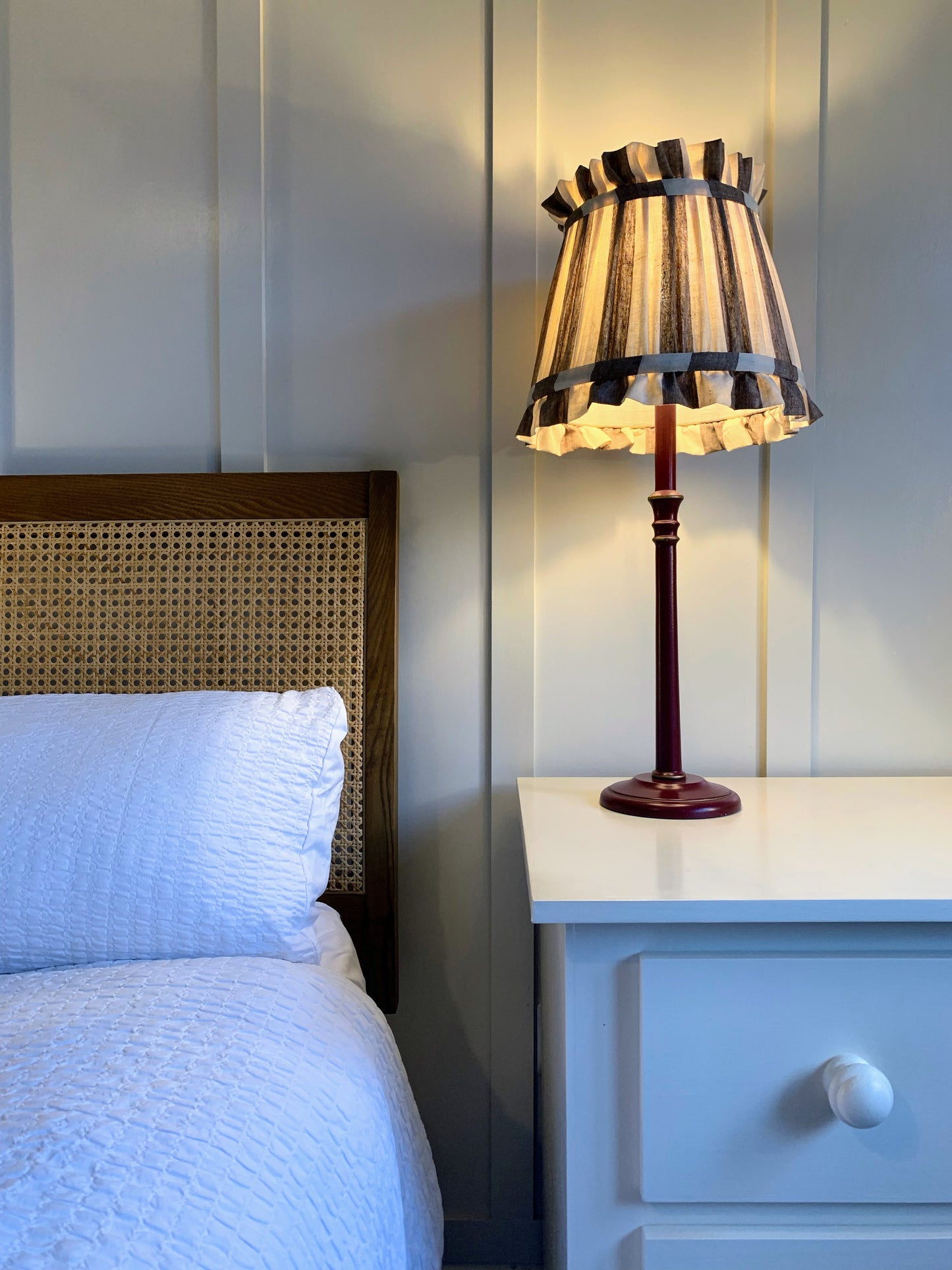 Nutmeg Stripe Double Ruffle - Sewn to order