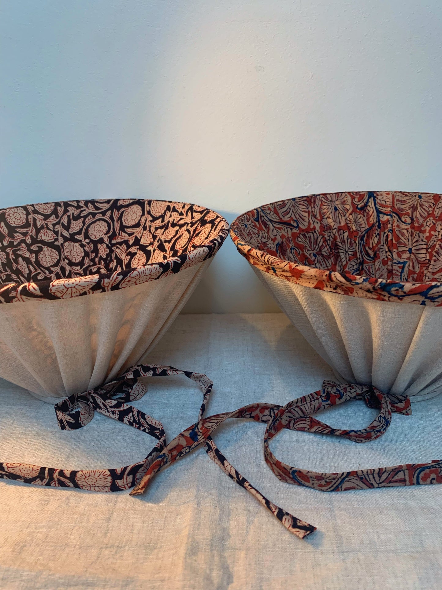 Linen pendant red floral lined