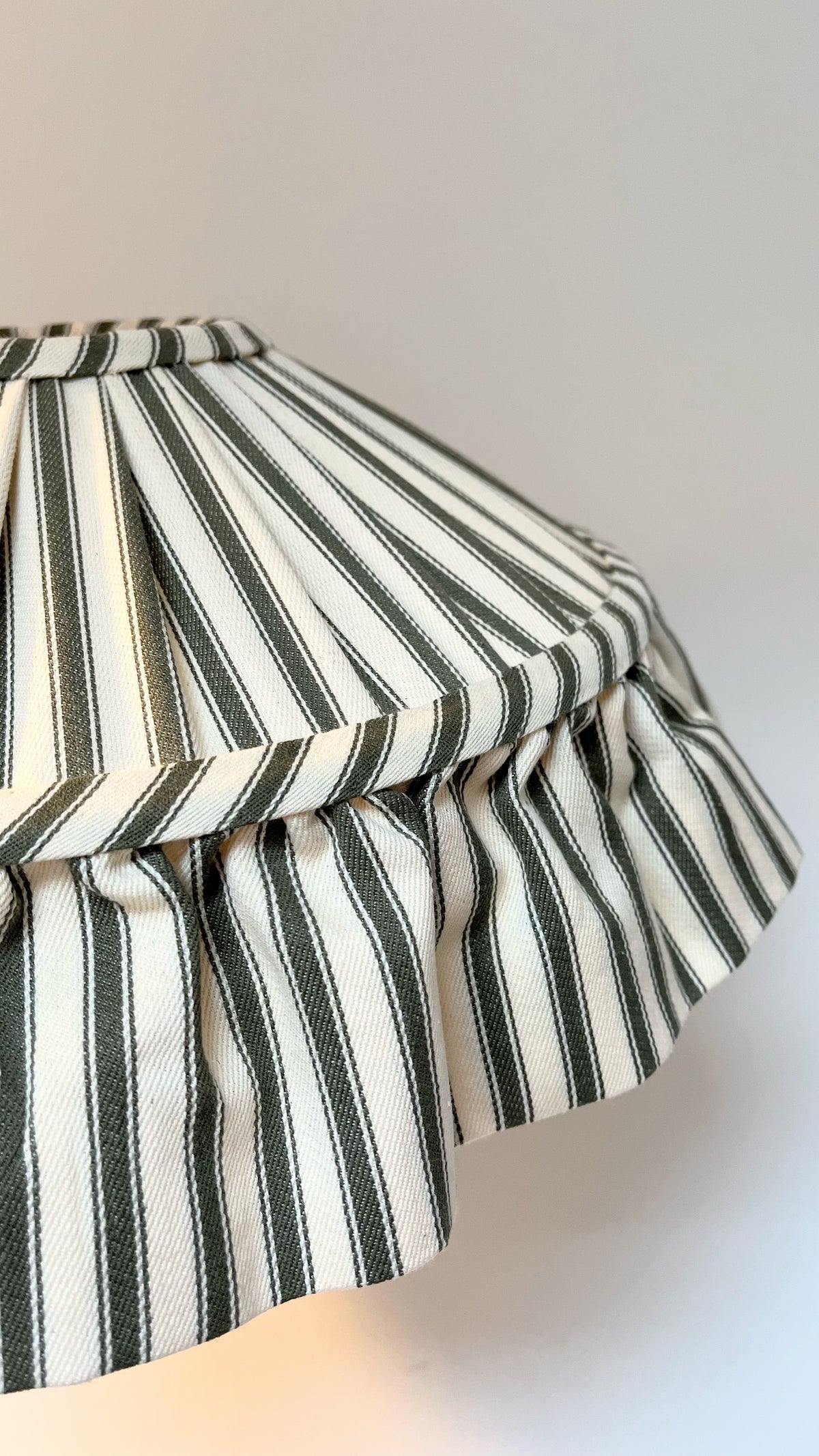 Ticking Carousel in Olive sewn to order