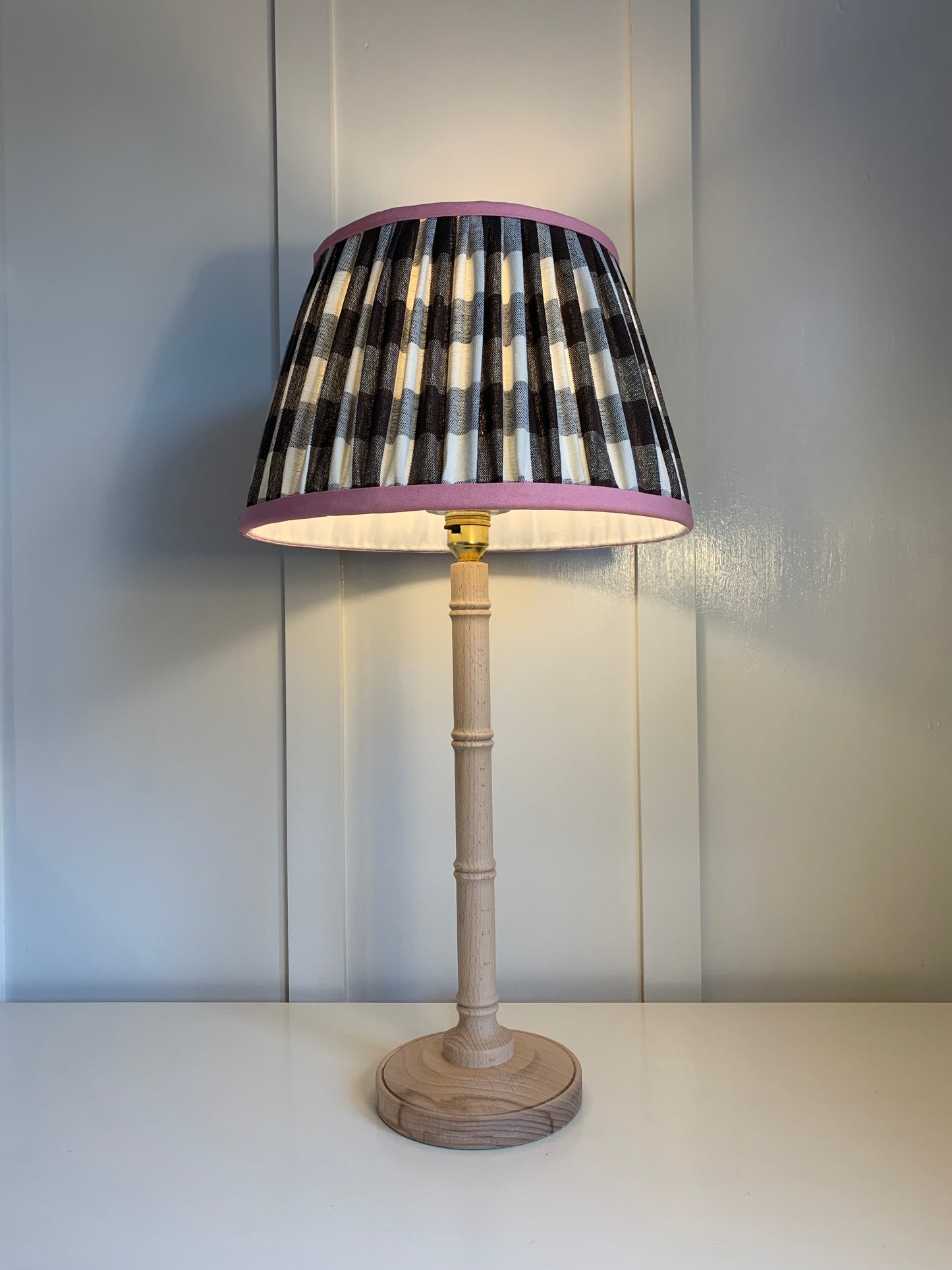 Chocolate Gingham Blush trim - Sewn to order