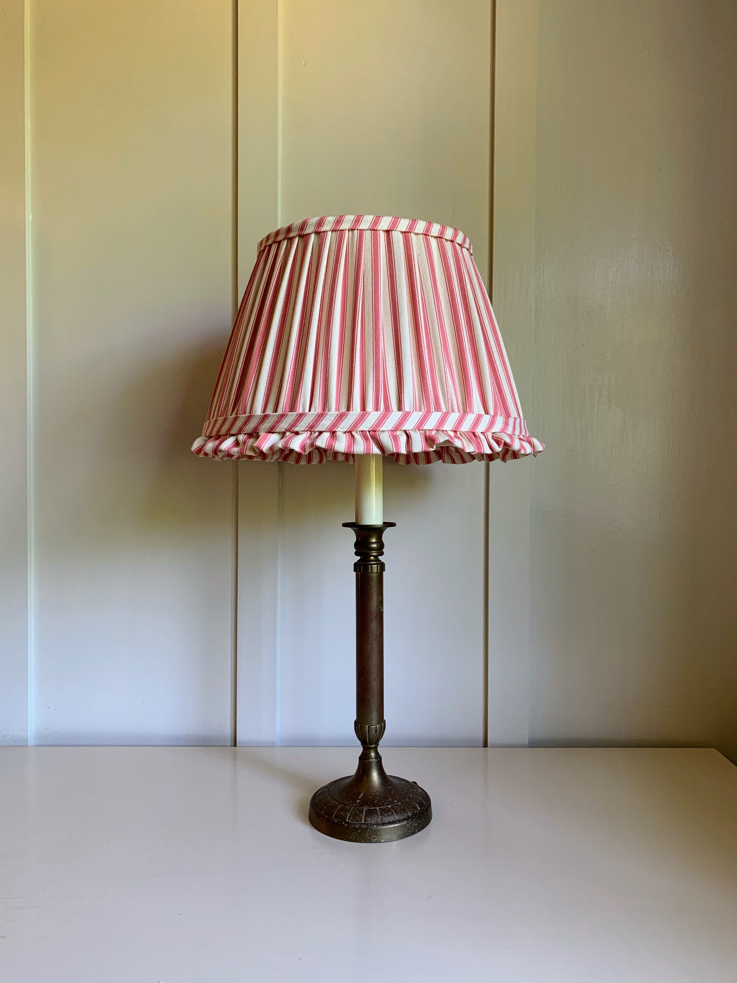 Ticking Ruffle in Watermelon - sewn to order