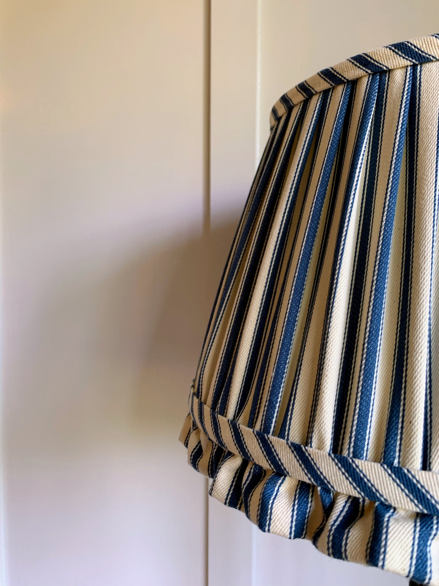 Ticking Ruffle in French blue - sewn to order