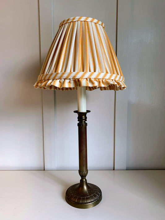 Ticking Ruffle in Ochre - sewn to order