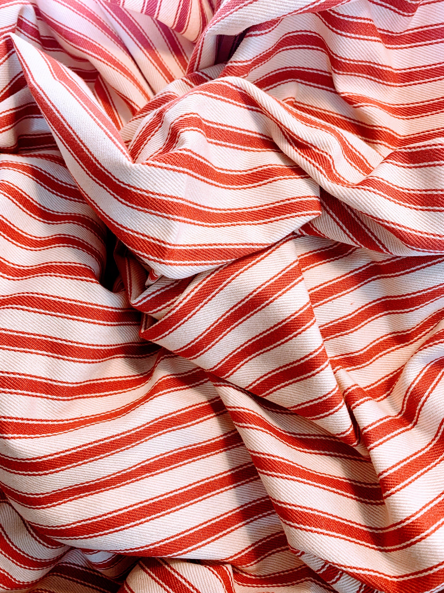 Ticking Ruffle in Terracotta Red