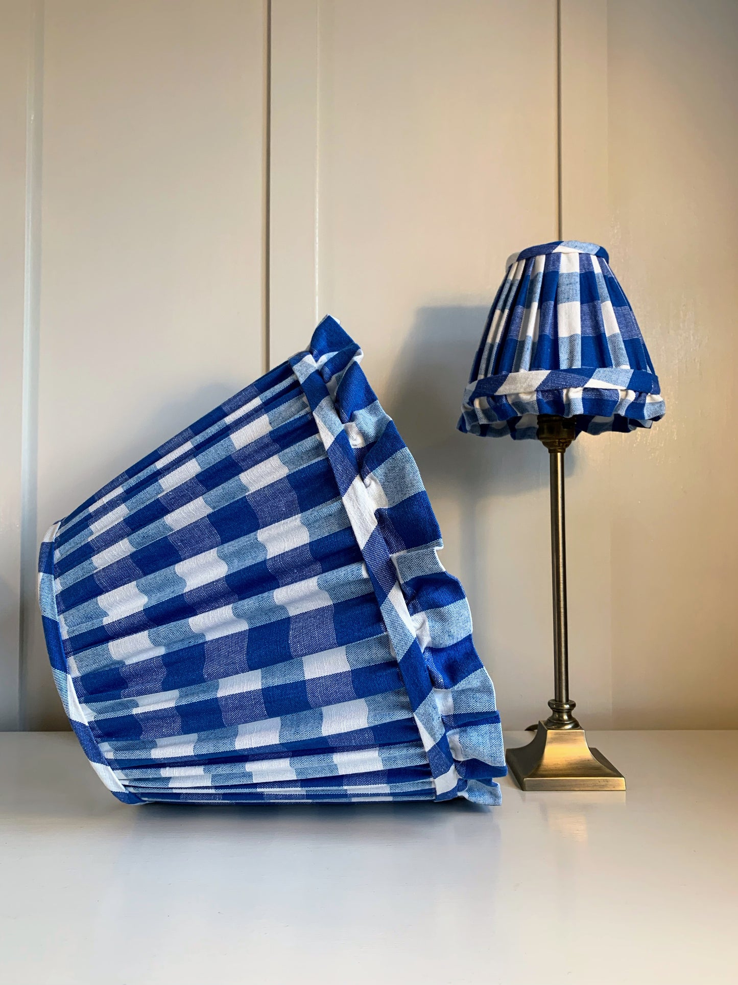 Cobalt Gingham Ruffle - Sewn to order