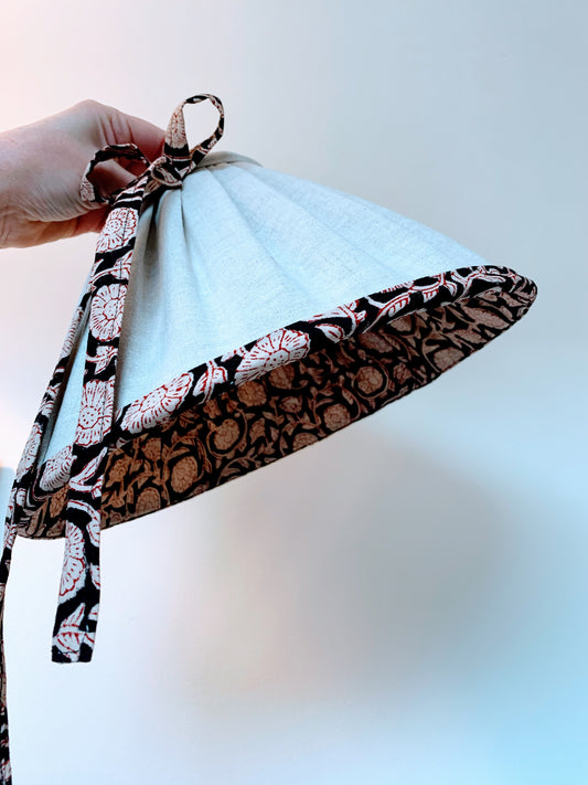 Linen pendant black floral lined