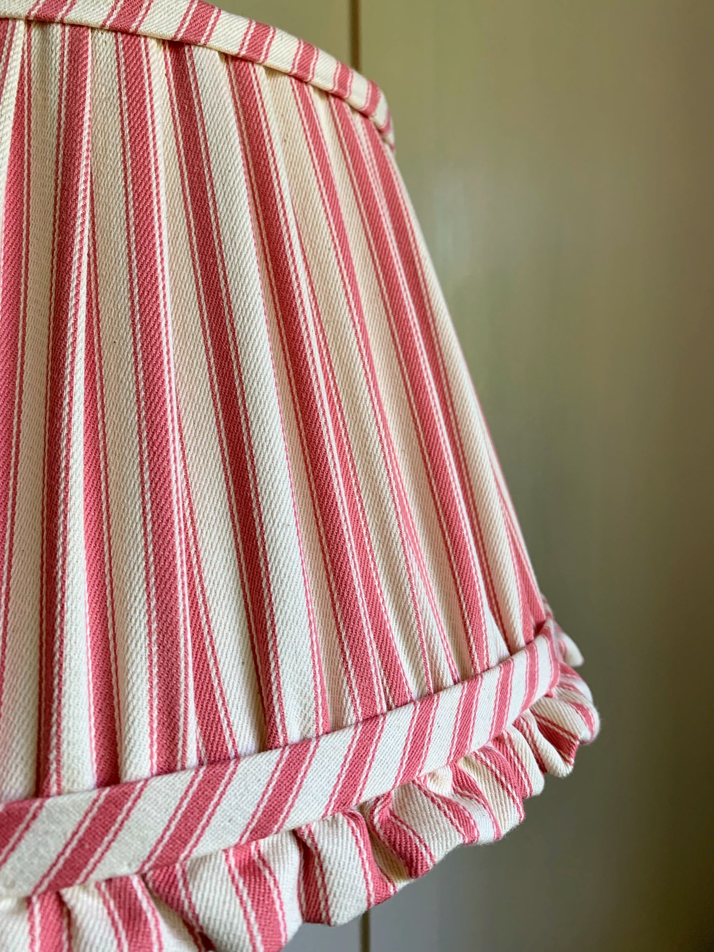 Ticking Ruffle in Watermelon - sewn to order