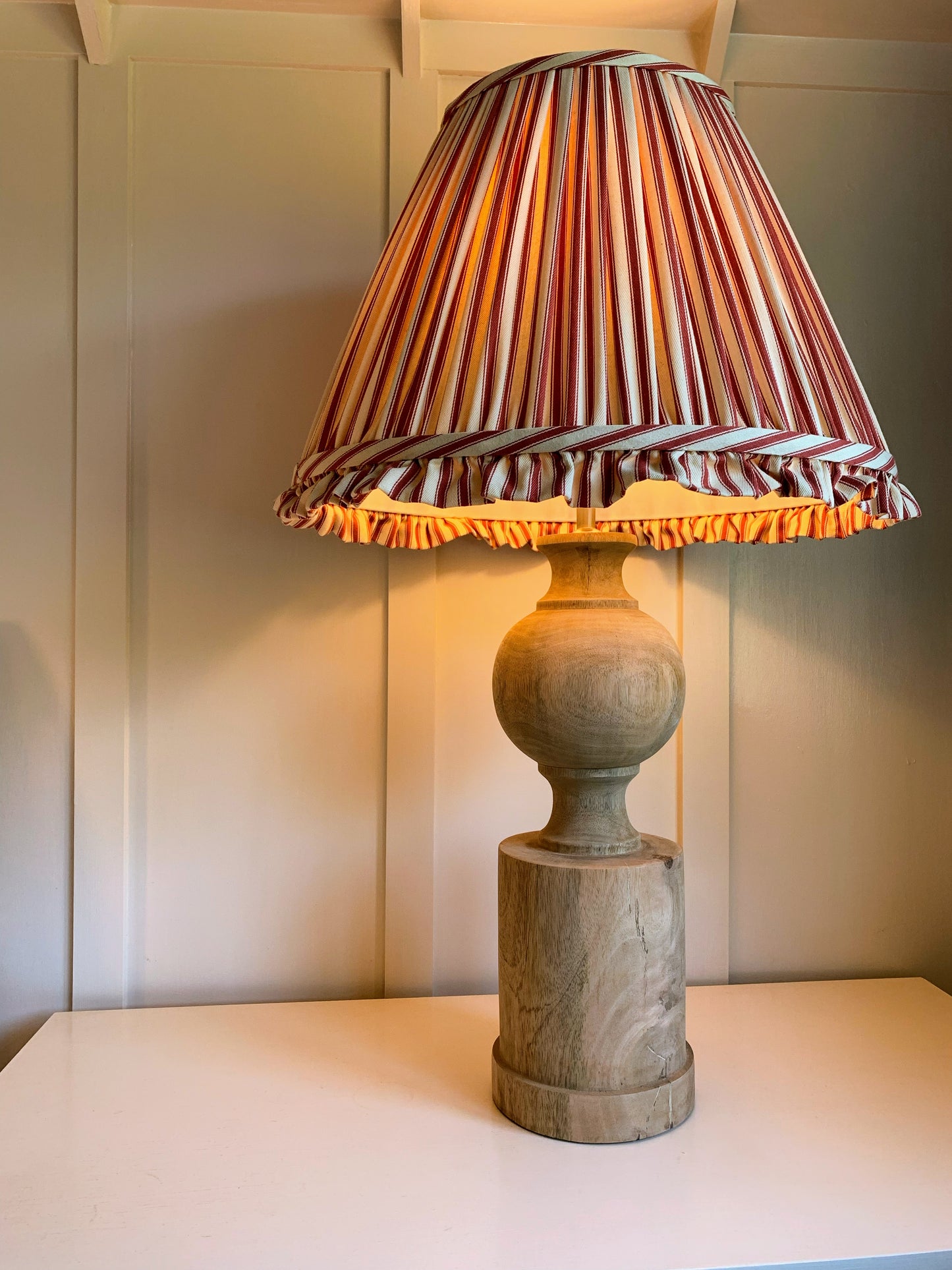 Ticking Ruffle in Terracotta Red