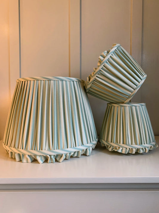 Ticking Ruffle in Duck Egg - sewn to order