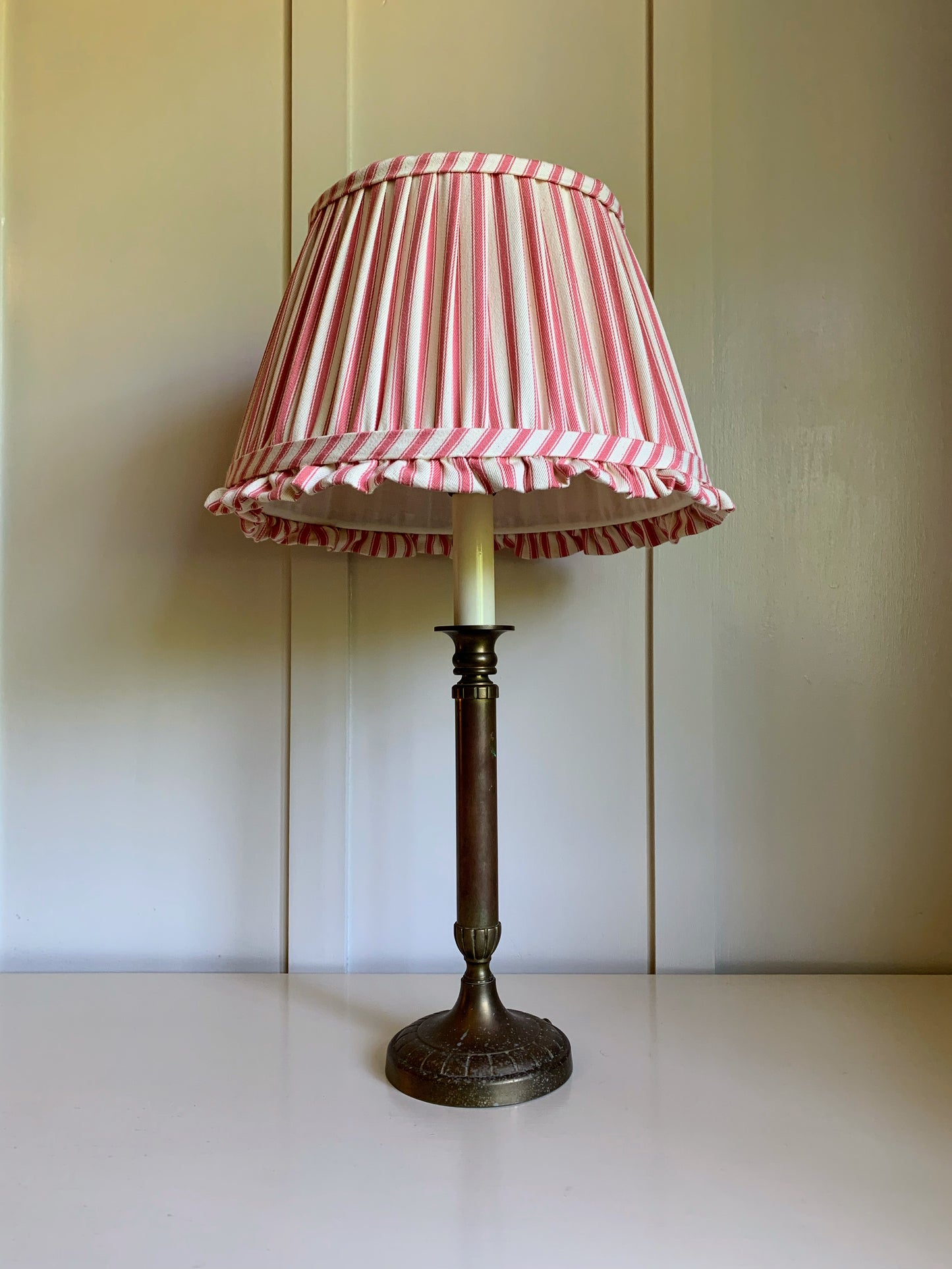 Ticking Ruffle in Watermelon - sewn to order