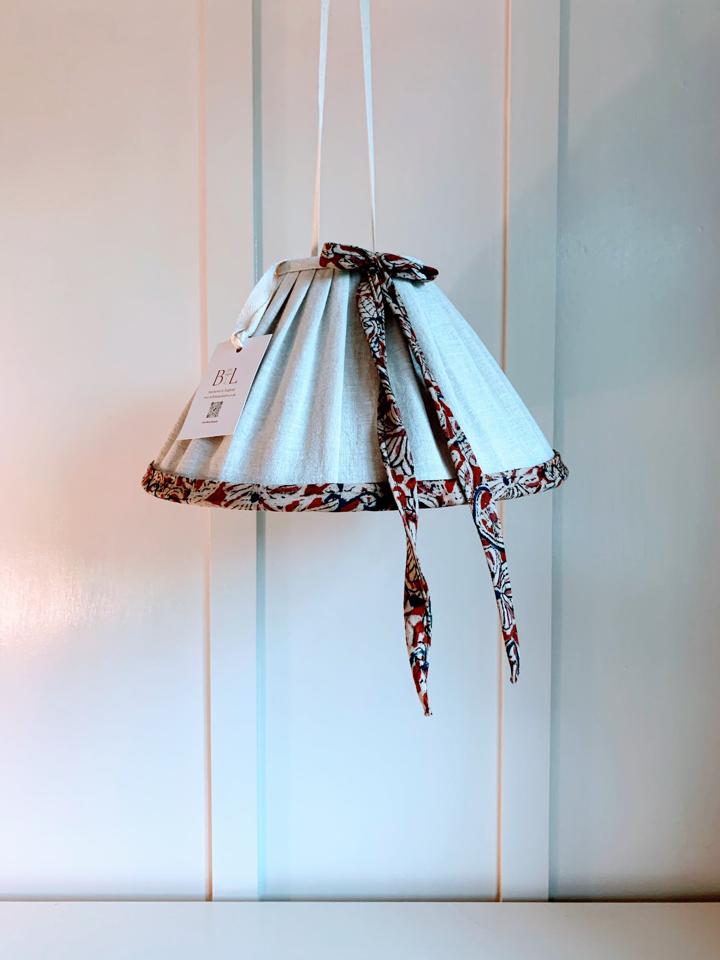 Linen pendant red floral lined